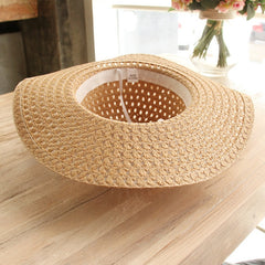Women Lace Sun Hats For Wide Brim Straw Beach Side Cap Floppy