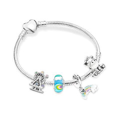 Ocean Collection Blue Turtle Seahorse Narwhal Beaded Dolphin Charm Bracelets