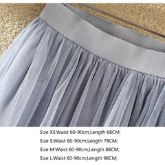 Vintage Tulle Skirt Women Elastic High Waist Mesh Skirts Long Pleated Tutu