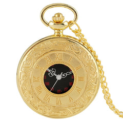 Black Roman Numerals Quartz Pocket Watch