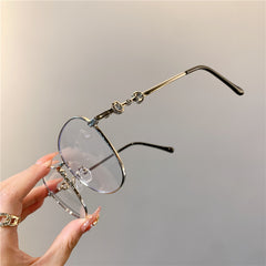 Vintage New Oval Metal Frame Glasses Women Fashion