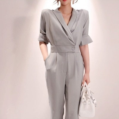 fashion jumpsuits women OL elegant short sleeve street style