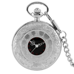 Black Roman Numerals Quartz Pocket Watch