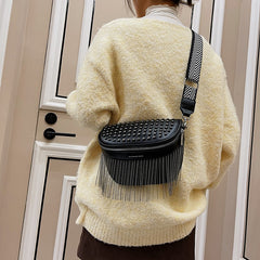 Fashion Tassel Leather Large Capacity Crossbody Chest Bag