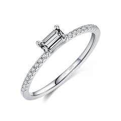 Simple Square Clear CZ Charm Gold Color Finger Rings