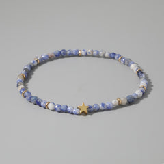 Fashion Bead Anklet Elasticity Adjustable Natural Stone Blue Spotted Stone Beach