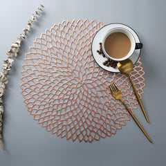 PVC Bronzing leaves Flower Hollow Non-slip Kitchen Placemat