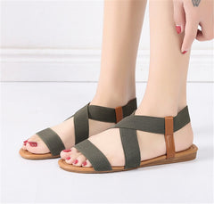 Comfy Slip On Sandals Elastic Textile Splicing Sandals Casual Beach Shoes