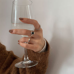 S925 Sterling Silver Rings for Women Fashion Geometry Simplicity Adjustable