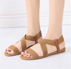 Comfy Slip On Sandals Elastic Textile Splicing Sandals Casual Beach Shoes