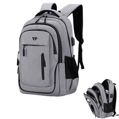 Big Capacity Men Backpack Laptop 15.6 Oxford Gray Solid High School Bags