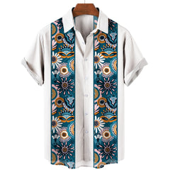 Clothing 3D Hawaiian Shirt Men Fashion Cashew Flower Geometric Printed Shirts