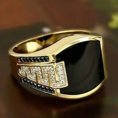 Fashion Generous Rings For Men Simple Black Zircon Geometry Jewelry