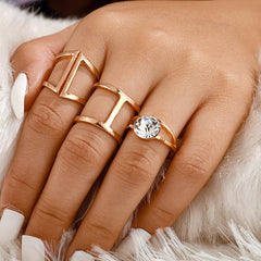 Vintage Boho Crystal Butterfly Rings Set