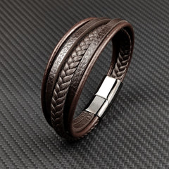 Multi-layer Coffee-colored Leather Accessories Special Magnet Bracelet