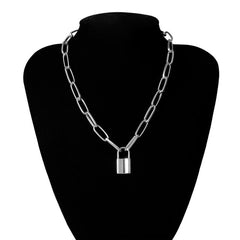 Hip Hop Bling Lock Pendant Choker Iced Out Shiny Cubic Zircon Necklace