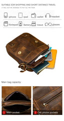 Leather Male Casual Design Shoulder Messenger bag Cowhide Fashion Cross-body