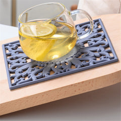 3pcs/set 20cm Round 3D Embroider Silicone Placemat Tableware