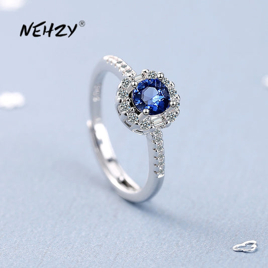 Stamp Silver Crystal Zircon Adjustable Size Ring