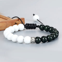 Trendy White Men Beads Bracelet Handmade Natural Tiger Eye Lava Stone