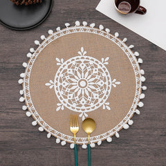 ROUND Cotton and linen Placemat For Dining Table Mat