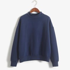 Woman Sweatshirts Sweet O-neck Knitted Pullovers Candy Color Loose