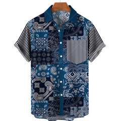 Clothing 3D Hawaiian Shirt Men Fashion Cashew Flower Geometric Printed Shirts