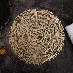 PVC Bronzing leaves Flower Hollow Non-slip Kitchen Placemat