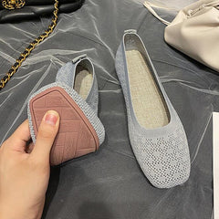 Moccasins Flat Heel Stretch Knit Sneakers Shoes Shallow Flats Loafer