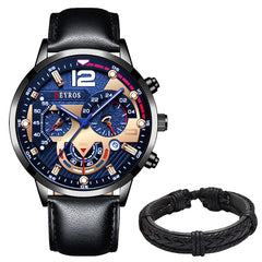 Fashion Mens Sports Watches Luxury Leather Bracelet Quartz