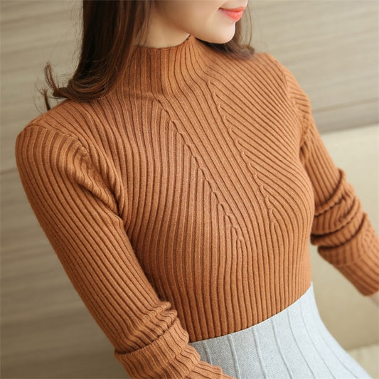 Turtleneck Sweater Women Fashion Spring Stretch Tops