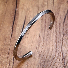 Vintage Stainless Steel Bangle Twisted Cuff Bracelet Unisex Casual