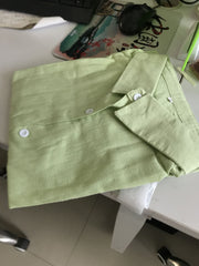 Leisure White Yellow Shirts Button Lapel Cardigan Top Lady Loose Long Sleeve