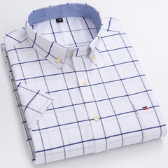 Oxford Short Sleeve Summer Casual Shirts Single Pocket Comfortable Standard-fit