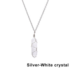 Hexagonal Cylindrical Crystal Necklace Natural Stone Pendant