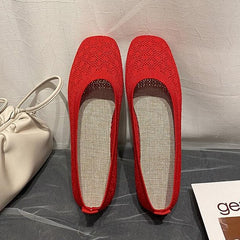 Moccasins Flat Heel Stretch Knit Sneakers Shoes Shallow Flats Loafer