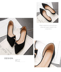 Women Flats Pink Black Pure Color Plus Small Size Pointed Toe Office