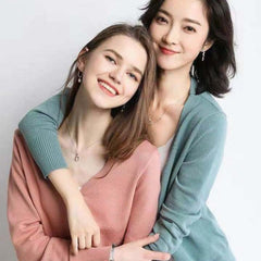 Solid V-Neck Women Cardigan Knitted Sweater Single Breasted Loose