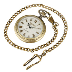 Bronze Retro Roman Numerals Display Quartz Pocket Watch Vintage