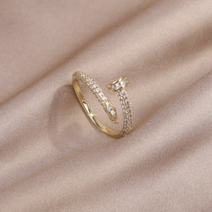 Fashion Jewelry Exquisite Gold Plated Zircon Ring Elegant Adjustable
