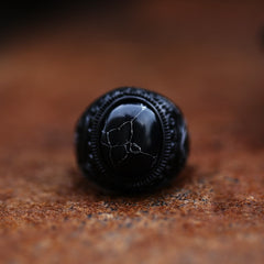 Vintage Oval Stones Ring in Stainless Steel Jewelry Mens Accessories