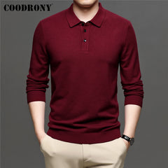 Knitwear Jerseys Pure Color Turn-down Collar Sweater Pullover Men Clothing