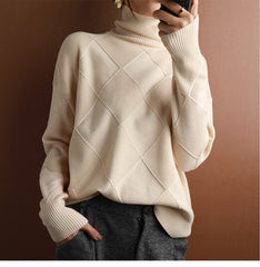 sweater women turtleneck sweater pure color knitted turtleneck pullover