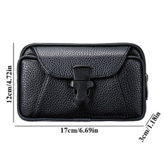 Multifunctional Leather Belt Bag Solid Color Men Business Style Belt Bag
