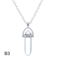 Hexagonal Cylindrical Crystal Necklace Natural Stone Pendant