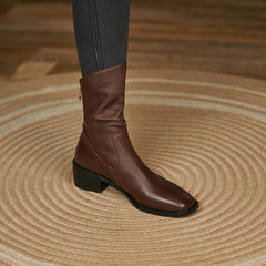 Knee-length Women Boots Microfiber Round Toe Zipper Warm Winter