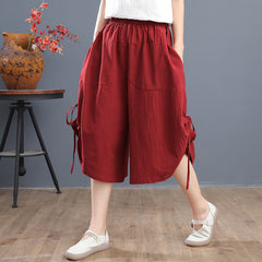 Loose Bloomers Casual Elastic Waist Wide Leg Pants Large Size Middle Waist