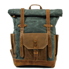 Vintage Canvas Backpacks for Men Oil Wax Canvas Leather Travel Backpack