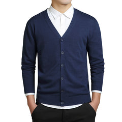 Cardigans Men Cotton Sweater Long Sleeve Mens V-Neck Sweaters