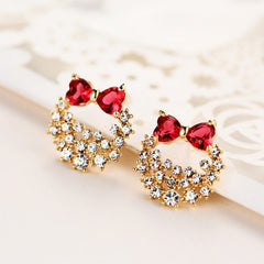 Retro Asymmetric Butterfly Imitation Pearl Earrings Fashion Round Flower